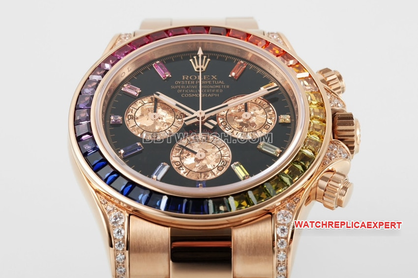 ZF FactoryRolexDaytonatop-tier 1:1super clone rainbow di rose gold116595 RBOWfront live photo