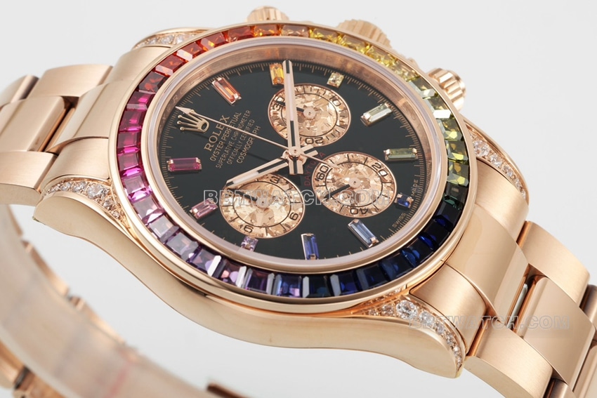 ZF FactoryRolexDaytonatop-tier 1:1super clone rainbow di rose gold116595 RBOWfront live photo