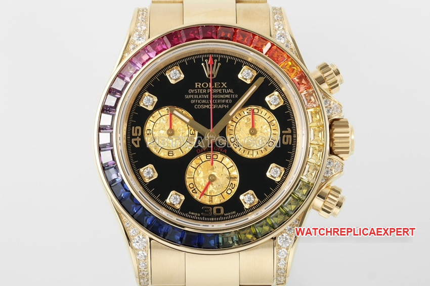 ZF factory Rolex Daytona top Collectrainbow di gold 116598 RBOW front real picture