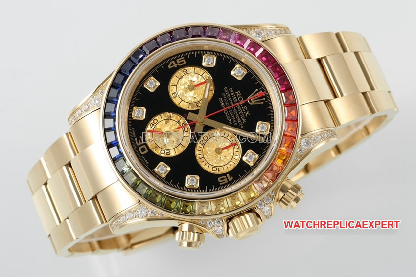 ZF factory Rolex Daytona top Collectrainbow di gold 116598 RBOW front real picture