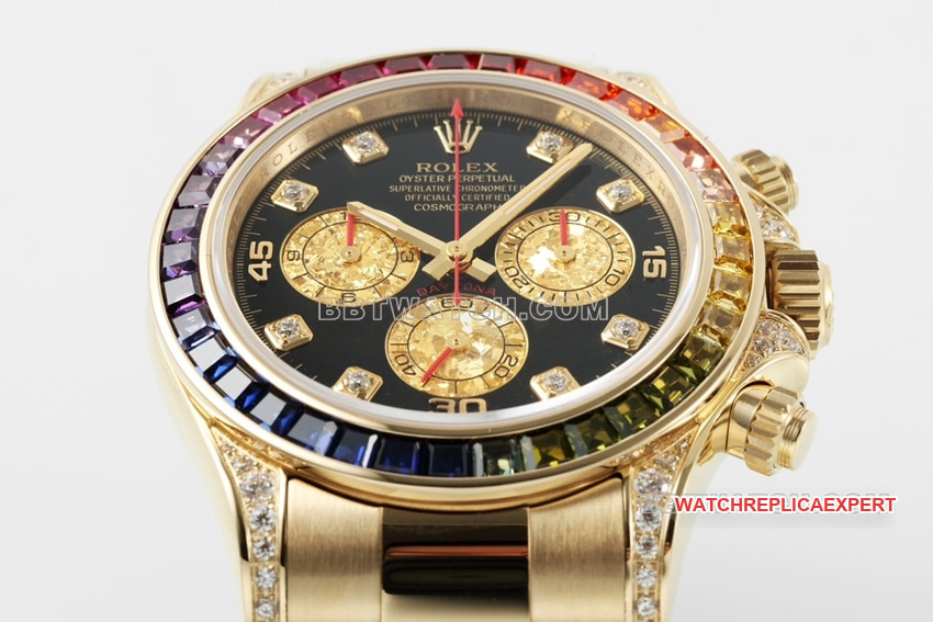 ZF factory Rolex Daytona top Collectrainbow di gold 116598 RBOW front real picture