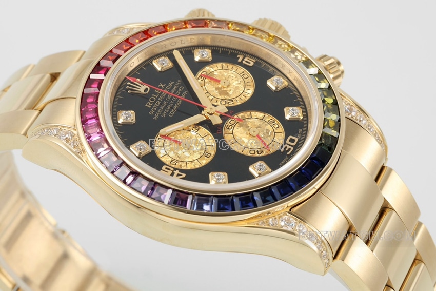 ZF factory Rolex Daytona top Collectrainbow di gold 116598 RBOW front real picture