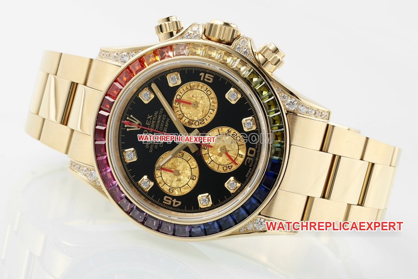 ZF factory Rolex Daytona top Collectrainbow di gold 116598 RBOW front real picture