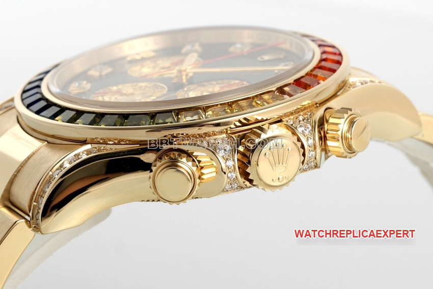 ZF factory rolex daytona top Collectrainbow di gold 116598 RBOW side actual picture