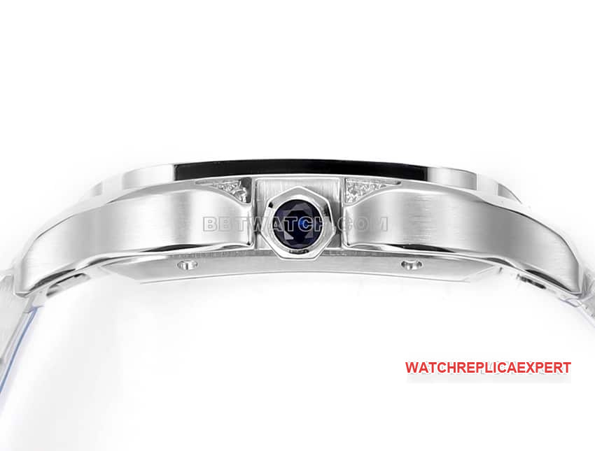THB factory Cartier Santos Original Factory super clone blue green dialdiamond bezelsteel bracelet model side live photo