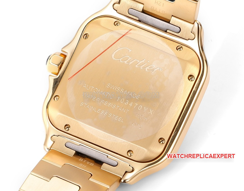 THB factory Cartier Santos super clonewhite dialyellow golddiamond bezelsteel bracelet caseback live photo