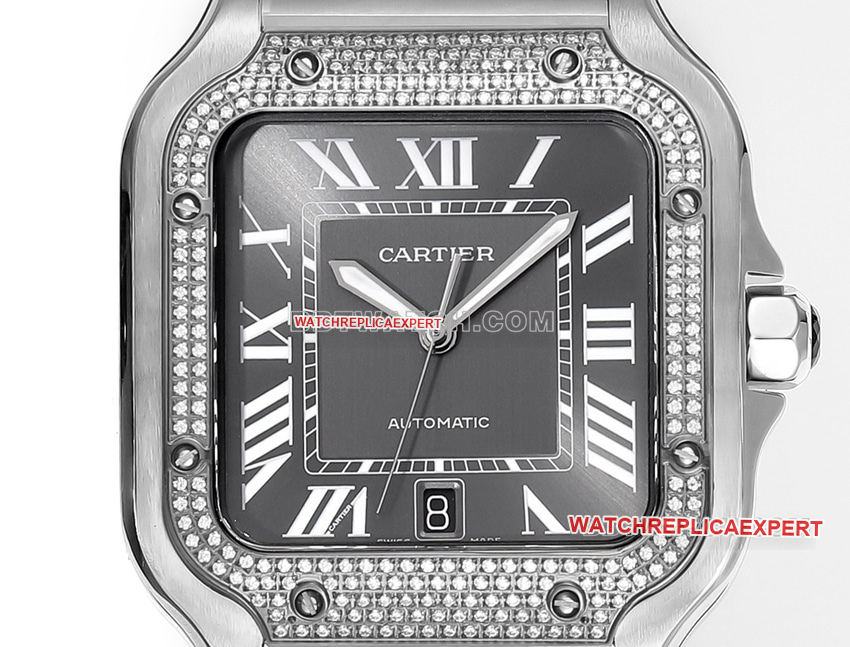 THB factory Cartier Santos Original Factory top-tier Collectgray white dialdiamond bezelsteel bracelet model front live photo