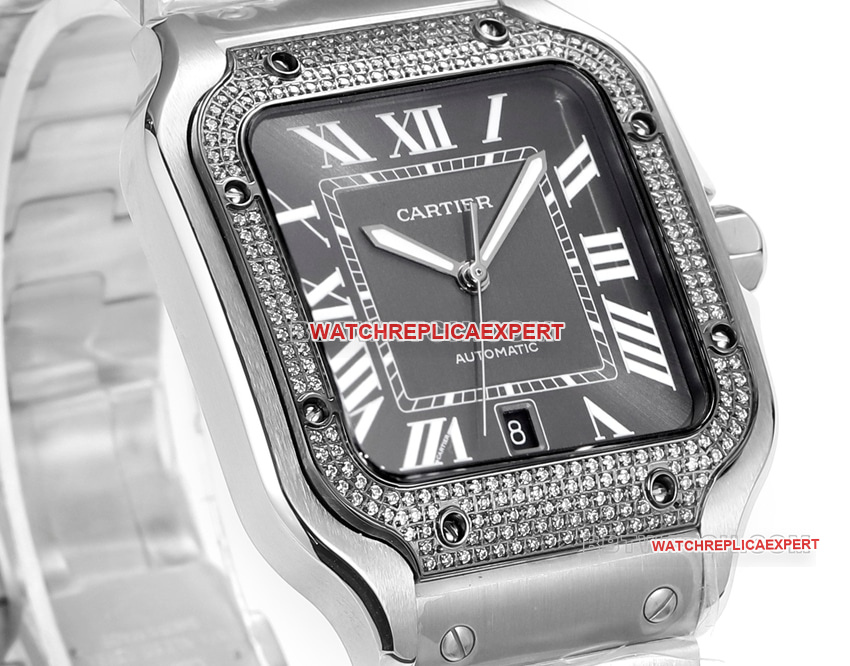 THB factory Cartier Santos Original Factory top-tier Collectgray white dialdiamond bezelsteel bracelet model side live photo