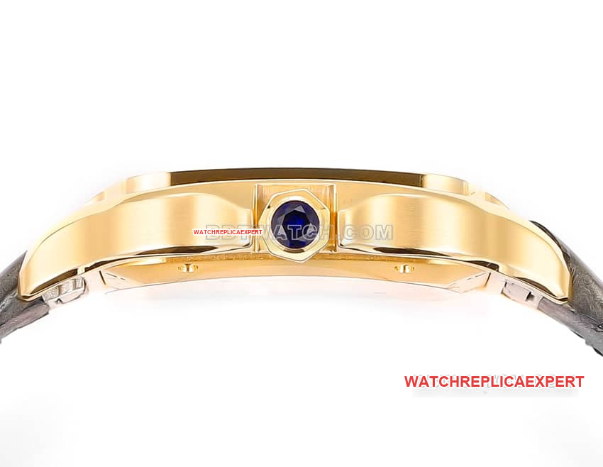 THB factory Cartier Santos top-tier 1:1super clonewhite dialyellow goldleather strap side live photo