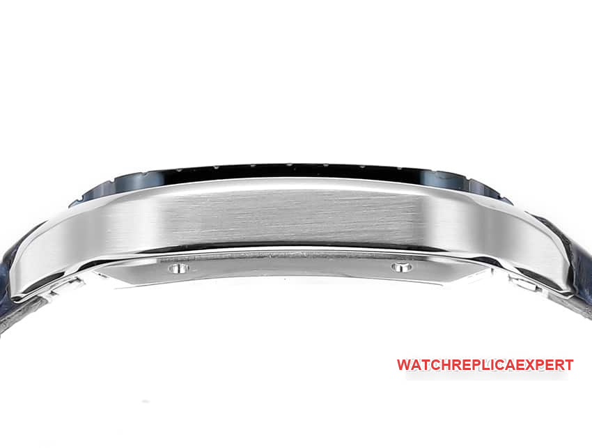 THB factory Cartier Santos top-tier replica blue white dialleather strap model side live photo