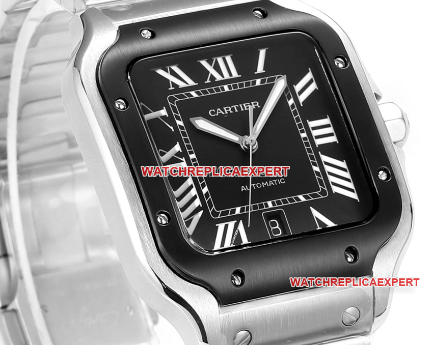 THB factory Cartier Santos Original Factory super clone black and gray plate steel bracelet model side live photo