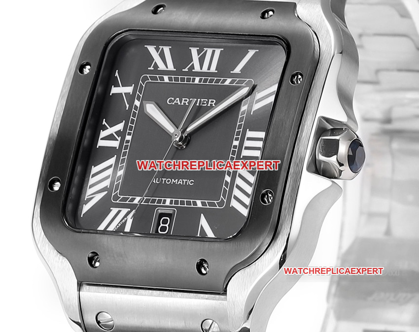 THB factory Cartier Santos Original Factory super clone black and gray plate steel bracelet model side live photo