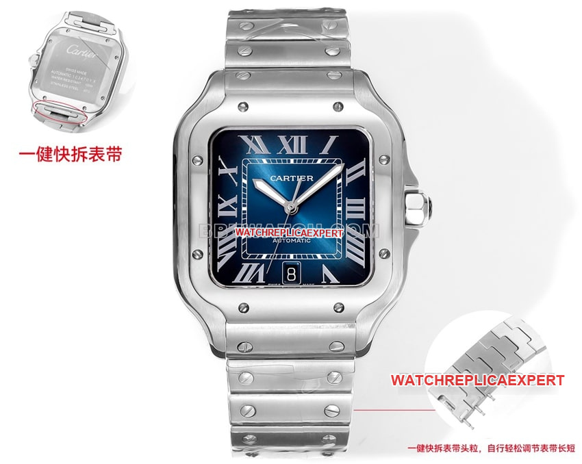 THB factory Cartier Santos super A super clone blue and green disk steel strap models front real picture