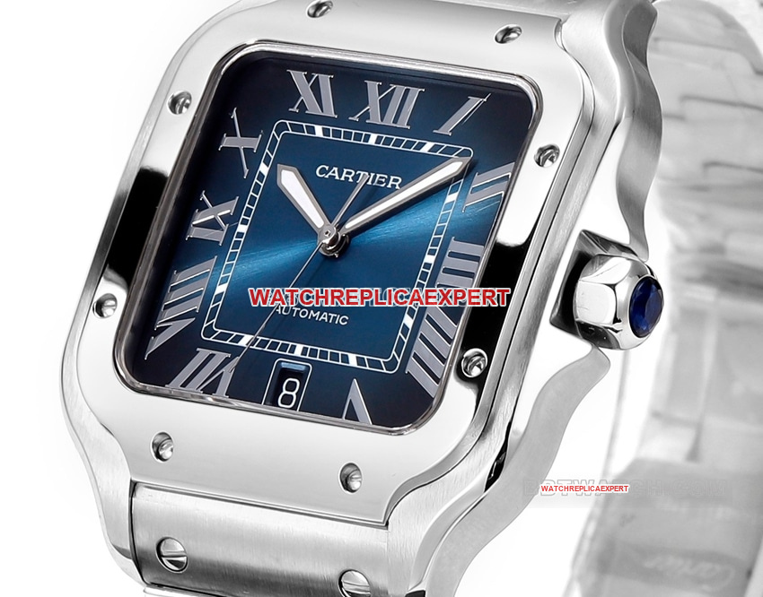 THB factory Cartier Santos super A super clone blue green disk steel strap models side actual photo