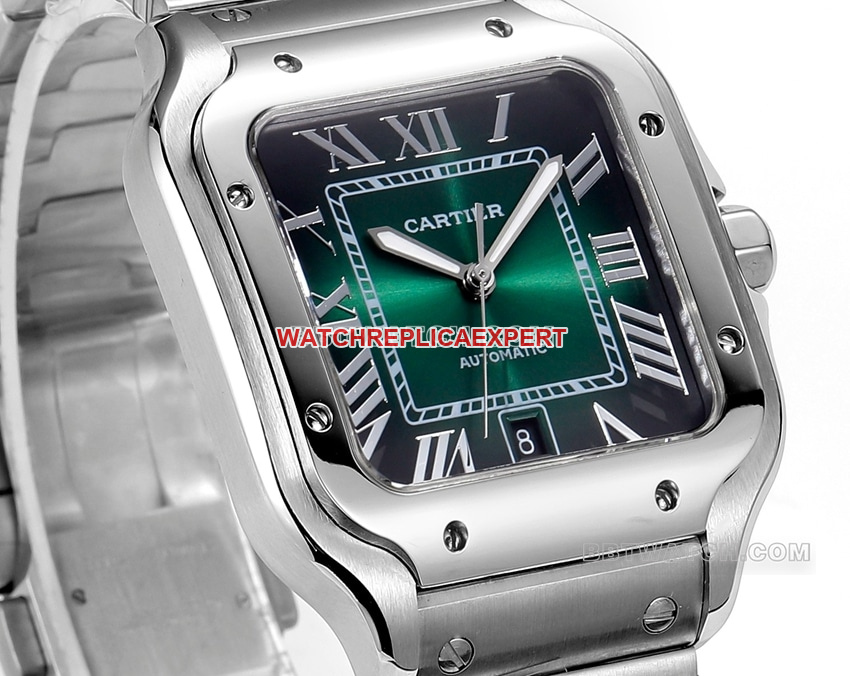 THB factory Cartier Santos super A super clone blue green disk steel strap models side actual photo