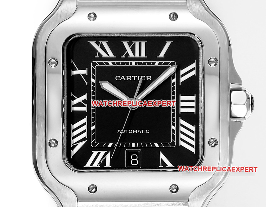 THB factory Cartier Santos 1:1 top-tier replica black white dialsteel bracelet model front live photo