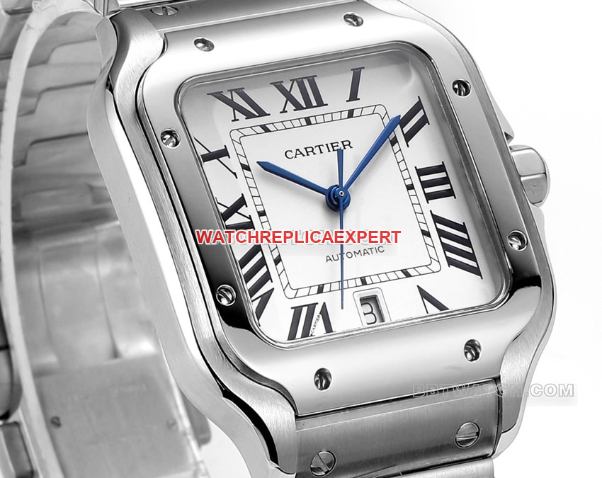 THB factory Cartier Santos 1:1 top-tier replica black white dialsteel bracelet model side live photo