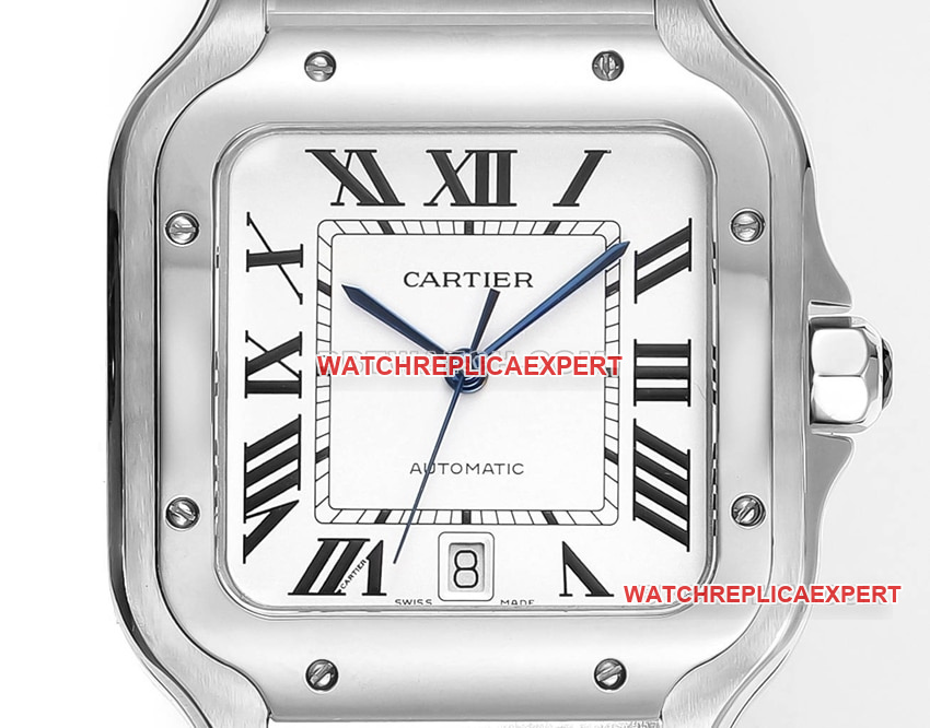 THB factory Cartier Santos 1:1 top-tier replica black white dialsteel bracelet model front live photo