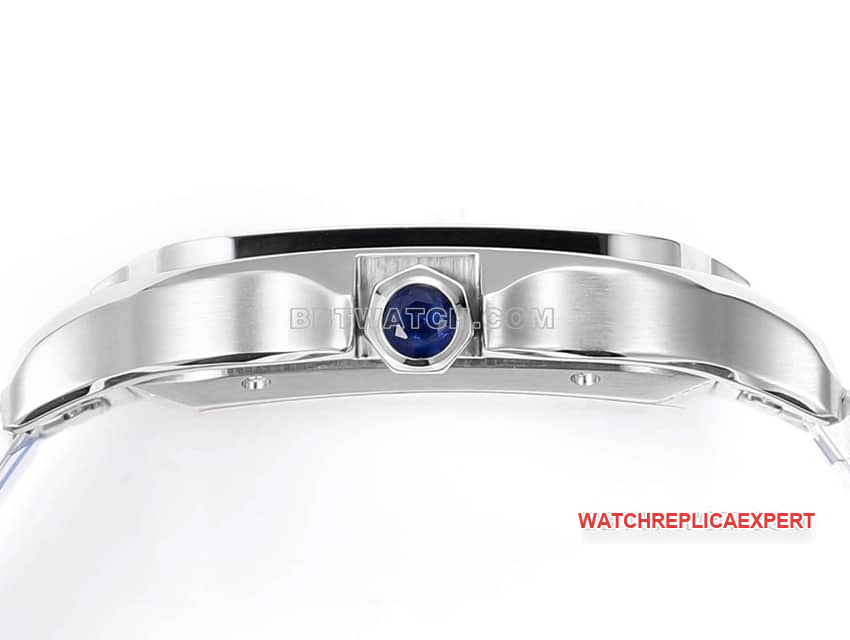 THB factory Cartier Santos 1:1 top-tier replica black white dialsteel bracelet model side live photo