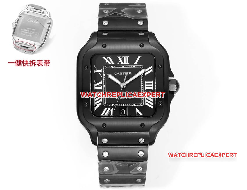 THB factory Cartier Santos top-tier 1:1high-quality replica black white dialsteel bracelet front live photo