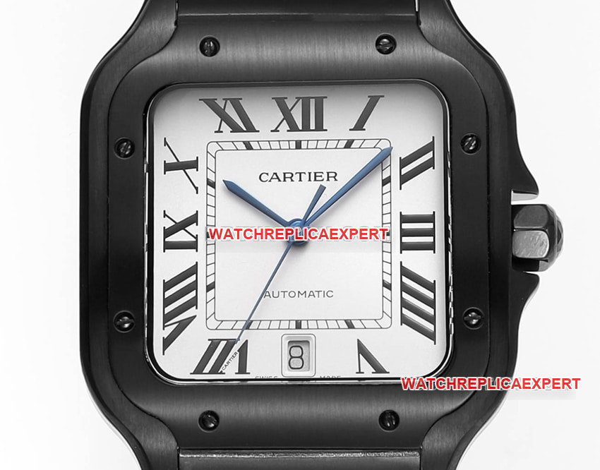 THB factory Cartier Santos top-tier 1:1high-quality replica black white dialsteel bracelet front live photo