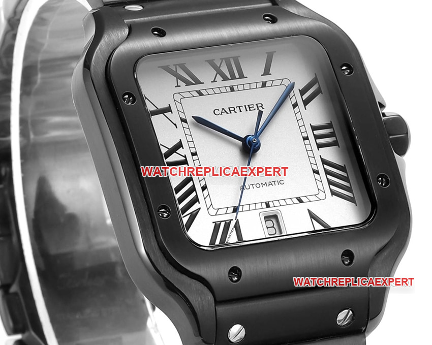 THB factory Cartier Santos top-tier 1:1high-quality replica black white dialsteel bracelet model side live photo