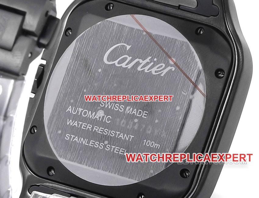 THB factory Cartier Santos top-tier 1:1high-quality replica black white dialsteel bracelet caseback live photo