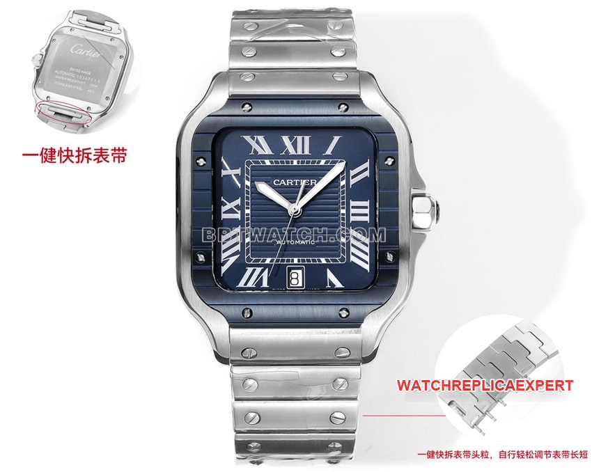 THB factory Cartier Cartier Santos quick release blue and white dial 1:1 replica mechanical steel strap