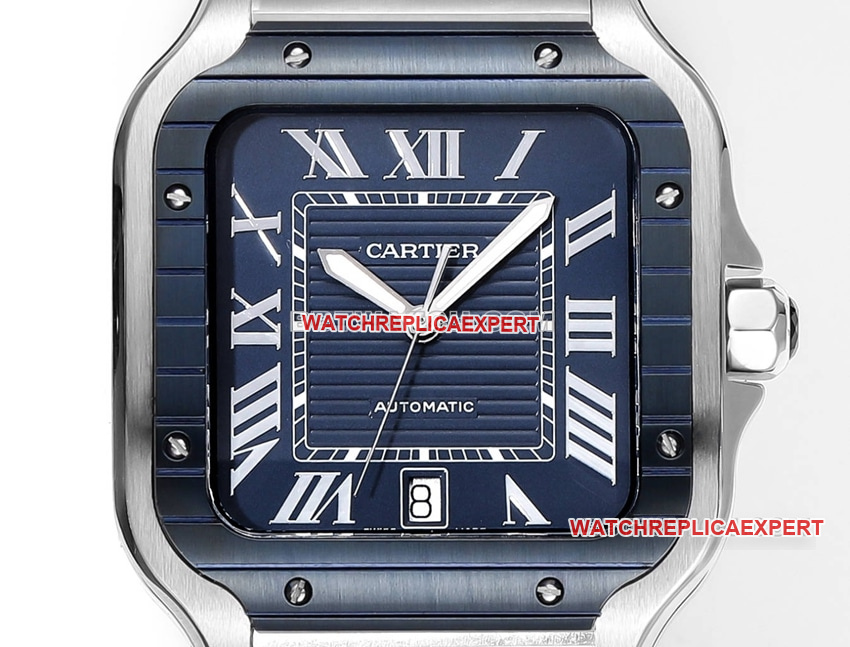 THB Factory Cartier Santos Top Original Factory CollectBlue/White Dial Steel Band Front Real Photo