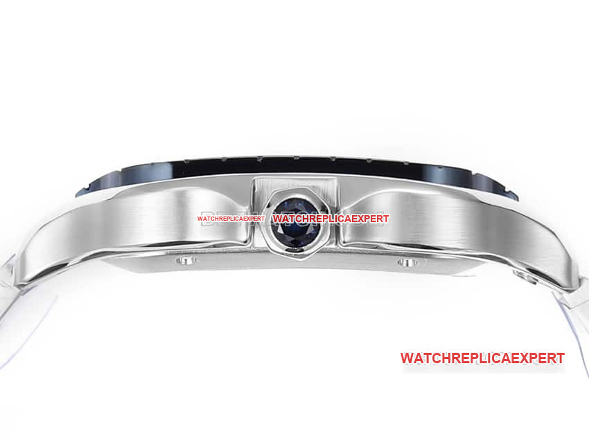 THB Factory Cartier Santos Top Original Factory CollectBlue and White Dial Steel Band Side Real Shot Images
