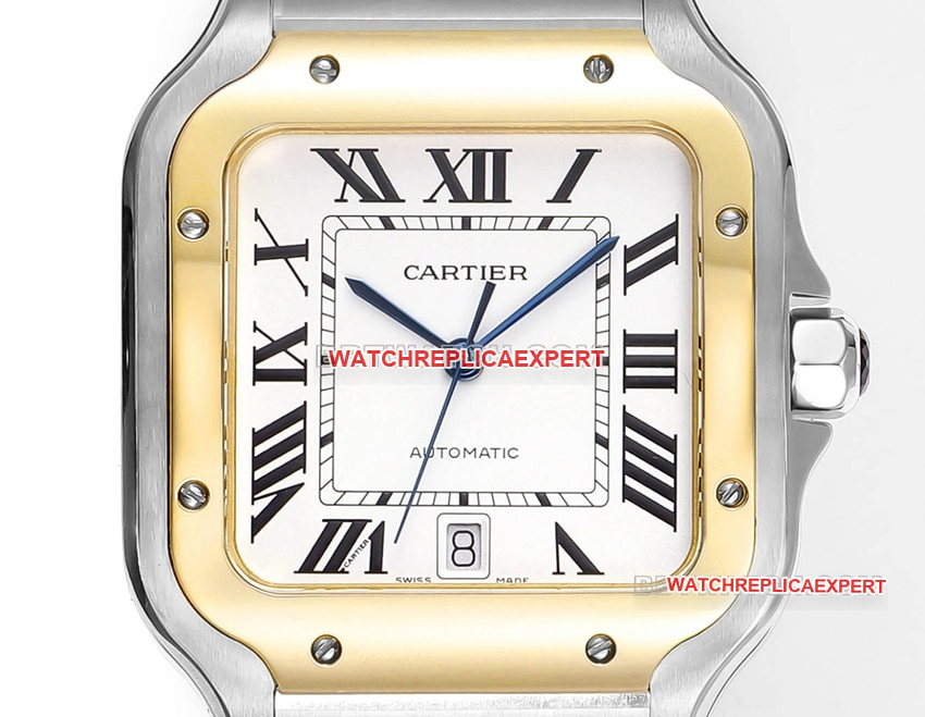 THB factory Cartier Santos top-tier replicawhite dialyellow goldsteel bracelet front live photo