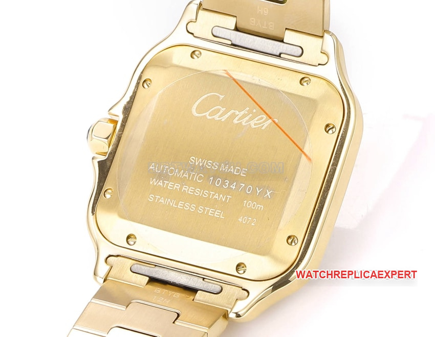 THB factory Cartier Santos top-tier replicawhite dialyellow goldsteel bracelet caseback live photo
