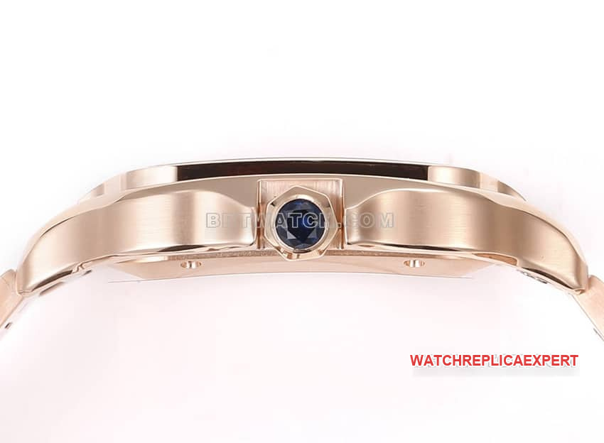 THB factory Cartier Santos Original Factory super clonewhite dialrose goldsteel bracelet side live photo