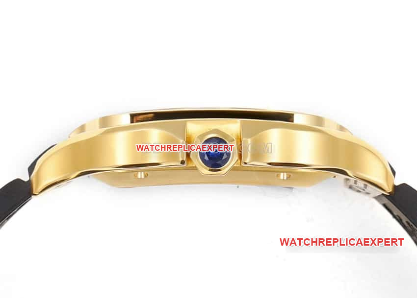 THB factory Cartier Santos 1:1super clonewhite dialyellow goldrubber strap side live photo
