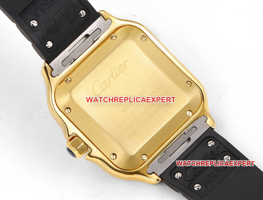 THB factory Cartier Santos 1:1super clonewhite dialyellow goldrubber strap caseback live photo