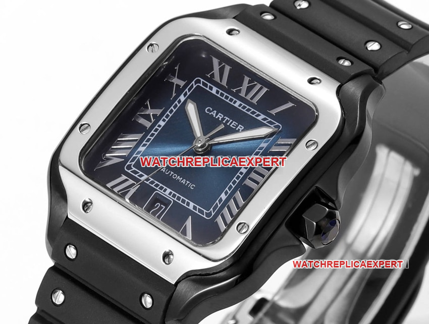 THB factory Cartier Santos Original Factory top-tier Collectgray blue dial rubber model side live photo