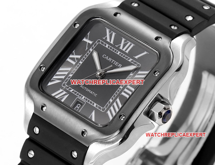 THB factory Cartier Santos Original Factory top-tier Collectgray blue dial rubber model side live photo