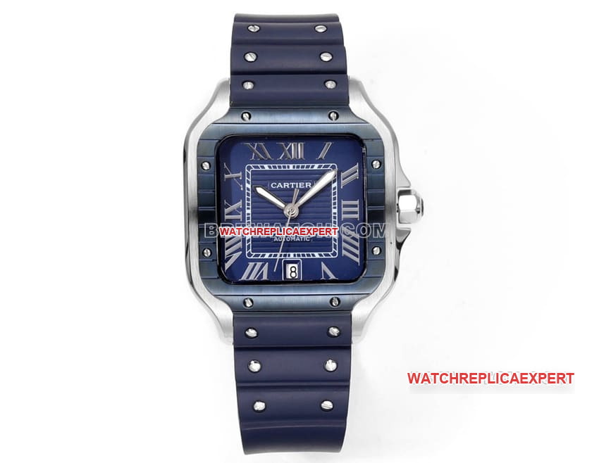 THB factory Cartier Santos top-tier 1:1high-quality Collectblue white dial rubber model front live photo