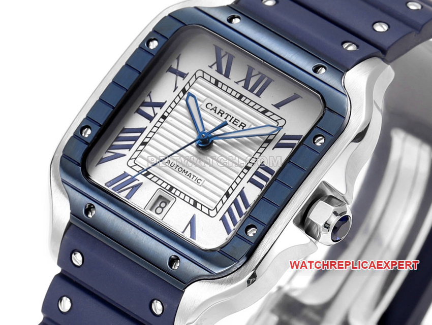 THB factory Cartier Santos top-tier 1:1high-quality Collectblue white dial rubber model side live photo