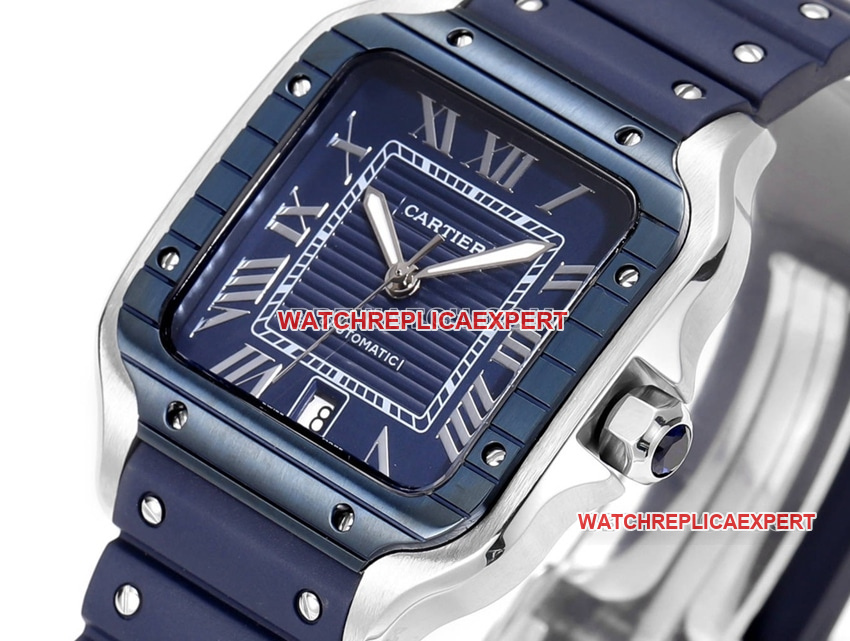 THB factory Cartier Santos top-tier 1:1high-quality Collectblue white dial rubber model side live photo
