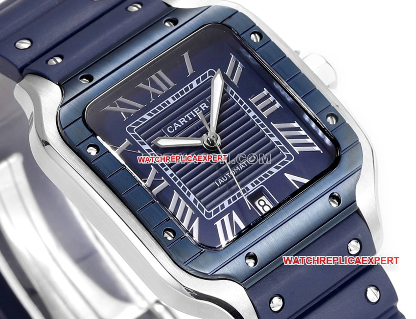 THB factory Cartier Santos top-tier 1:1high-quality Collectblue white dial rubber model side live photo