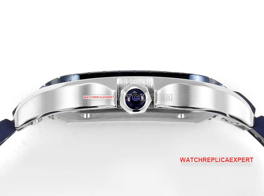 THB factory Cartier Santos top-tier 1:1high-quality Collectblue white dial rubber model side live photo