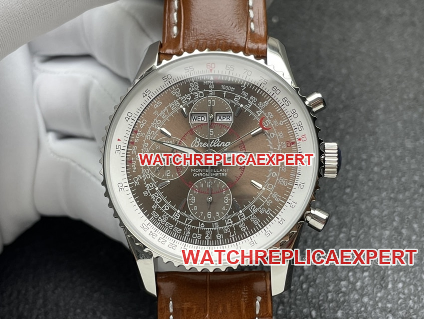BLS Breitling Herren 1:1 Super Clone Breitling Aviation Chronograph mit braunem Zifferblatt, authentisches Video