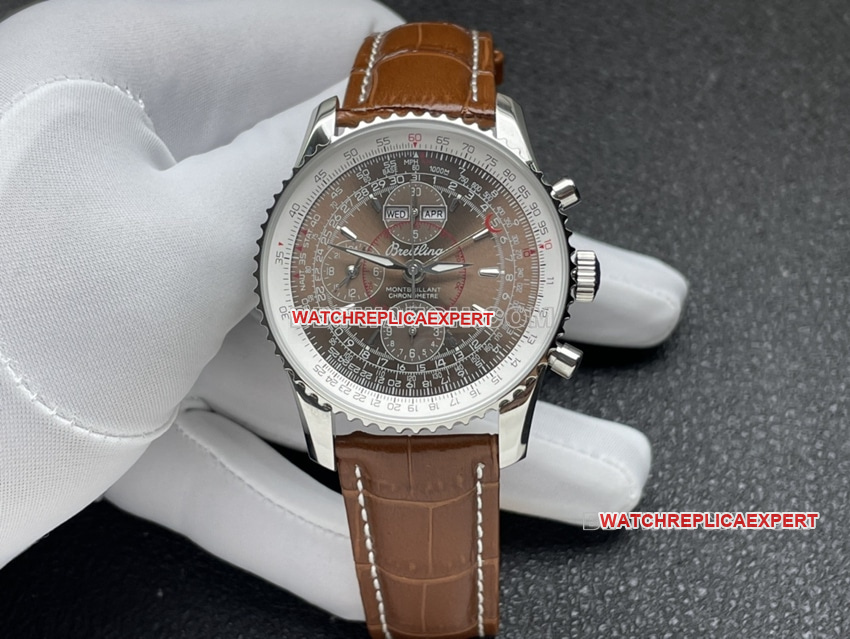 Breitling BLS Factory Aviation Chronograph Top Replica Brown Dial Perpetual Calendar Mechanical Belt Watch Model