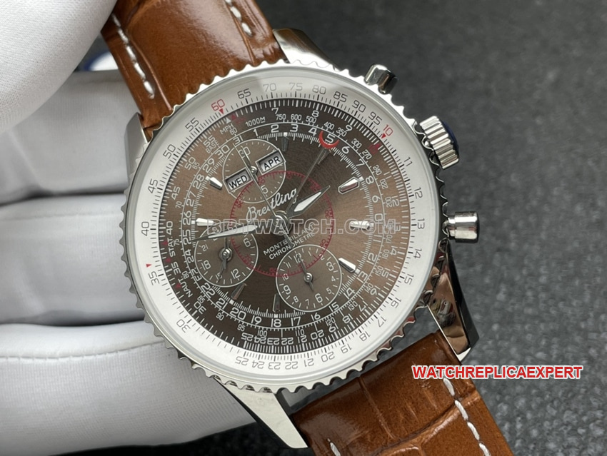 BLS factory Breitling aviation chronographtop-tier Collectbrown dial perpetual calendar leather strap model front live photo