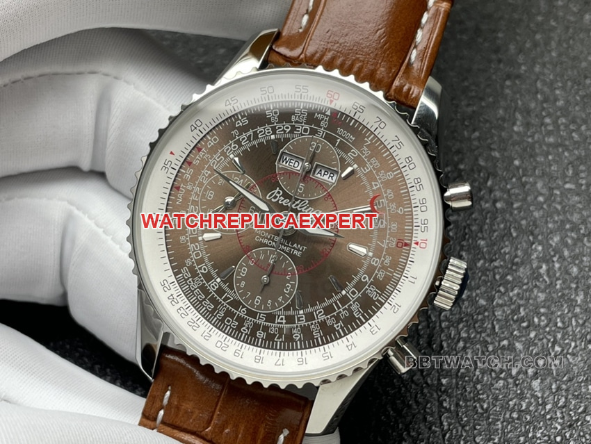 BLS factory Breitling aviation chronographtop-tier Collectbrown dial perpetual calendar leather strap model front live photo
