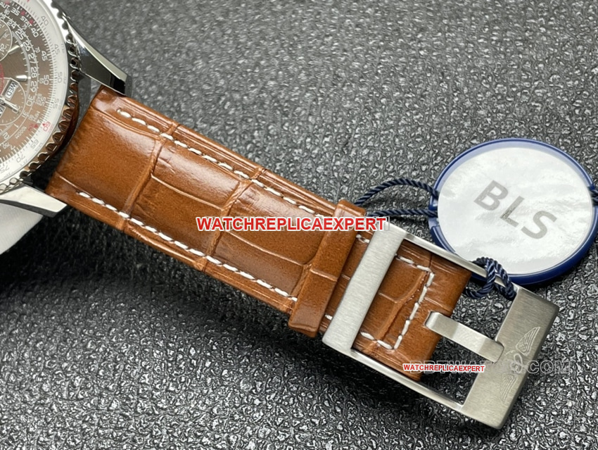 BLS factory Breitling aviation chronographtop-tier Collectbrown dial perpetual calendar leather strap model braceletlive photos