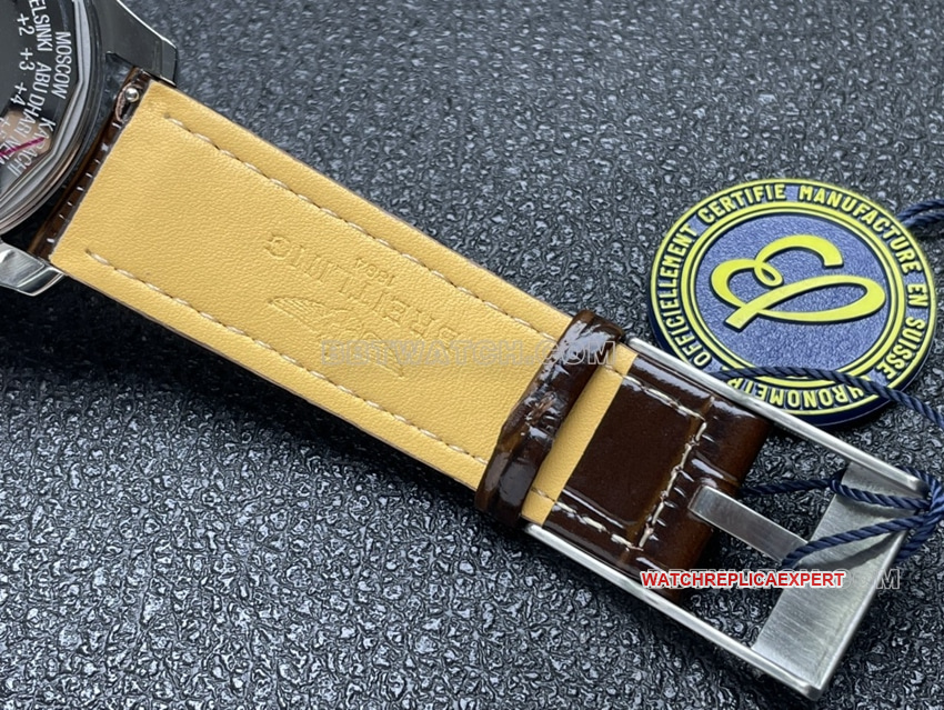 BLS factory Breitling aviation chronograph1:1super clone brown plate perpetual calendar leather strap model braceletlive photos