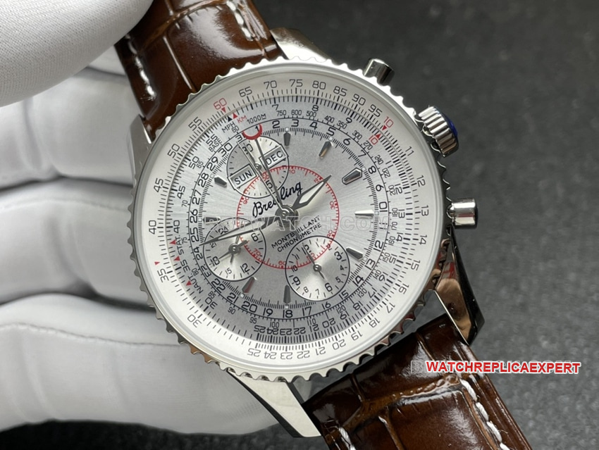 BLS factory Breitling aviation chronograph Original Factory super A imitation silver plate perpetual calendar strap models front real picture