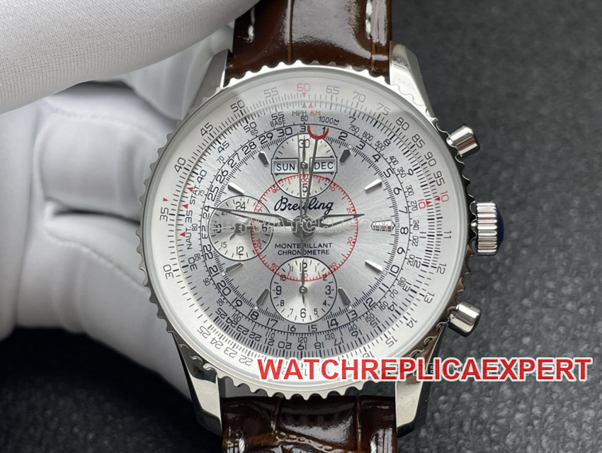 BLS factory Breitling aviation chronograph Original Factory super A imitation silver plate perpetual calendar strap models front real picture